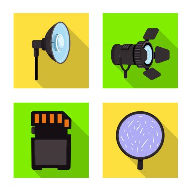 Photoshoot ve iş işareti vektör illüstrasyon. Photoshoot ve hobistok vektör illüstrasyon seti.