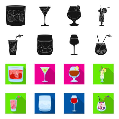 Likör ve restoran sembolü vektör illüstrasyon. Stok için likör ve madde vektör simgesinin toplanması.