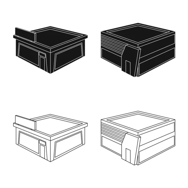 Illustration vectorielle et icône urbaine. Ensemble de et illustration vectorielle de stock de maison . — Image vectorielle