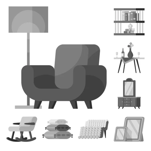 Vektorový design místnosti a styl znamení. Kolekce pokojové a výbavy skladové značky pro web. — Stockový vektor