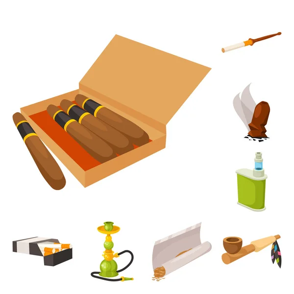 Vector illustration of tobacco and habit sign. Collection of tobacco and smoker stock vector illustration. — ストックベクタ