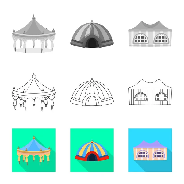 Objet isolé de toit et icône pliante. Ensemble de toiture et d'architecture symbole stock pour le web . — Image vectorielle