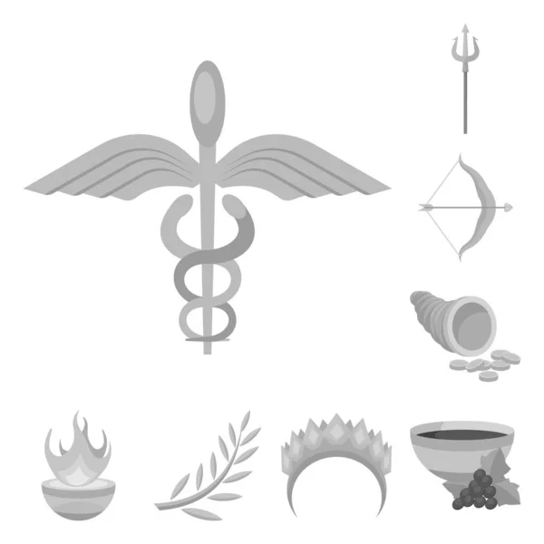 Vektorillustration des antiken und kulturellen Symbols. Set von antiken und antiken Aktiensymbolen für das Web. — Stockvektor