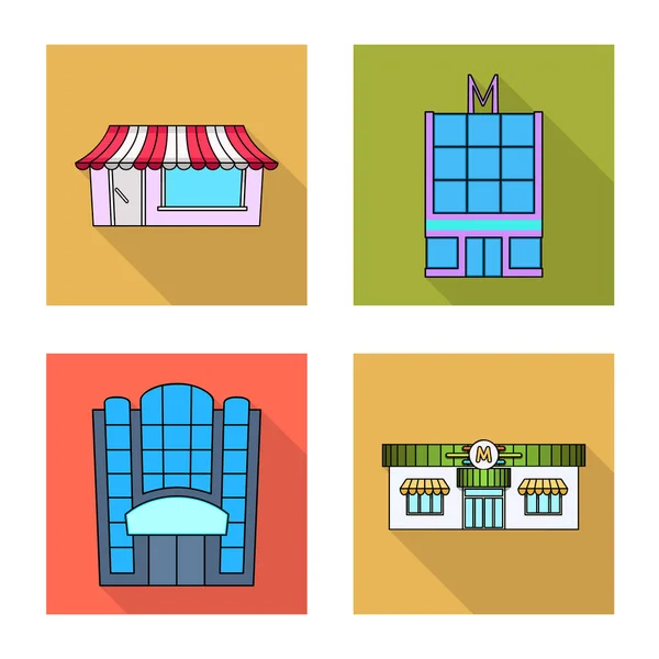 Diseño vectorial de supermercado e icono de la construcción. Colección de supermercado e icono vectorial local para stock . — Vector de stock