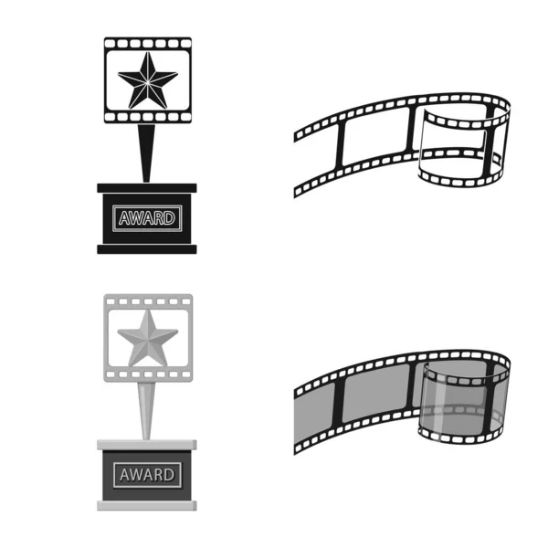 Objeto aislado de la televisión y el símbolo de filmación. Conjunto de televisión y el icono del vector de visualización para la acción . — Vector de stock