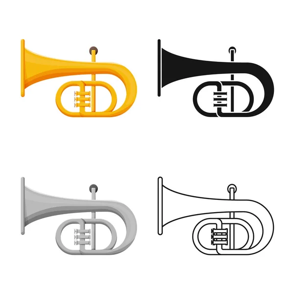 Diseño vectorial del icono de trompeta y banda. Elemento Web de trompeta y oro stock vector ilustración . — Vector de stock