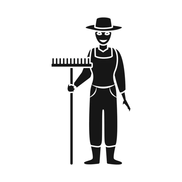 Ilustración vectorial del signo campesino y femenino. Conjunto de agricultor y vector rural icono para stock . — Vector de stock