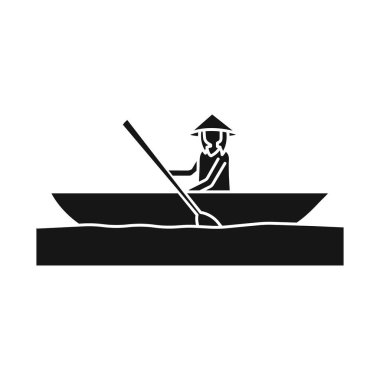 Tekne ve Vietnam logosu vektör illüstrasyon. Tekne ve su stokvektör illüstrasyon seti.