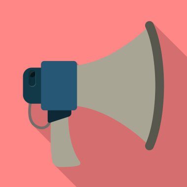 Megafon ve uyarı logosunun vektör çizimi. Megafonun web ögesi ve stok vektör illüstrasyonu.