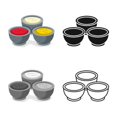 İzole edilmiş kase ve sos ikonu. Stok için kase ve krem vektör simgesi grafiği.