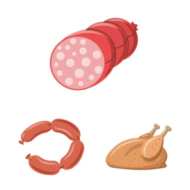 Eti ve jambon logo vektör tasarımı. Et ve hisse senedi için pişirme vektör ikon koleksiyonu.