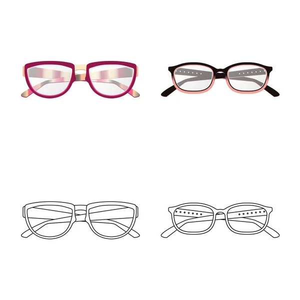 Gözlük ve çerçeve logo vektör tasarımı. Gözlük ve hisse senedi için aksesuar vektör simge kümesi. — Stok Vektör