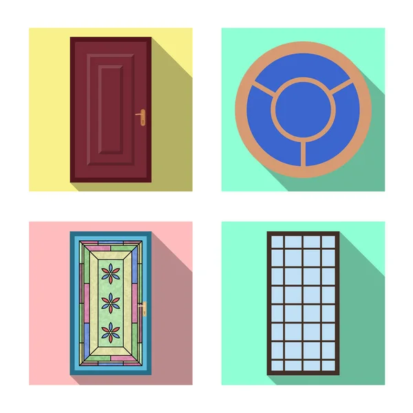 Diseño vectorial de la puerta y el logotipo frontal. Colección de puerta y vector de madera icono para stock . — Vector de stock