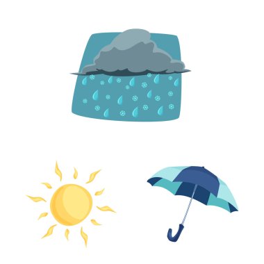 Hava ve iklim işareti vektör Illustration. Hisse senedi için hava ve bulut vektör simge kümesi.