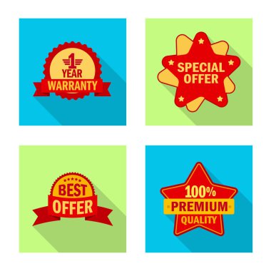 Amblem ve rozet simge vektör tasarımı. Hisse senedi için amblem ve etiket vektör simge topluluğu.