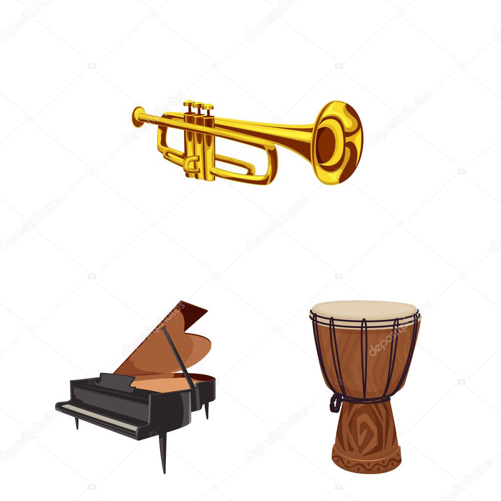 Isolated object of music and tune logo. Set of music and tool vector icon for stock.