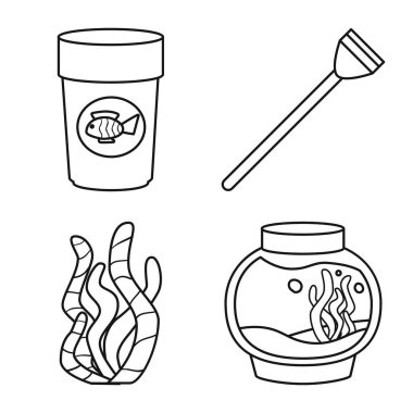 Aksesuar ve aksesuar logosunun vektör tasarımı. Balık kasesi koleksiyonu ve stok vektör illüstrasyonu.