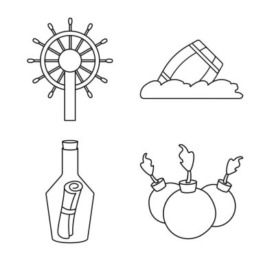 İzole edilmiş hazine ve okyanus işareti. Ağ için hazine ve denizcilik sembolü koleksiyonu.