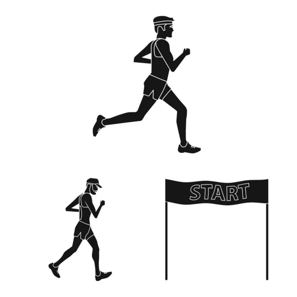 Vector ontwerp van gezondheid en fitness symbool. Set van gezondheids- en sprint vector pictogram voor voorraad. — Stockvector