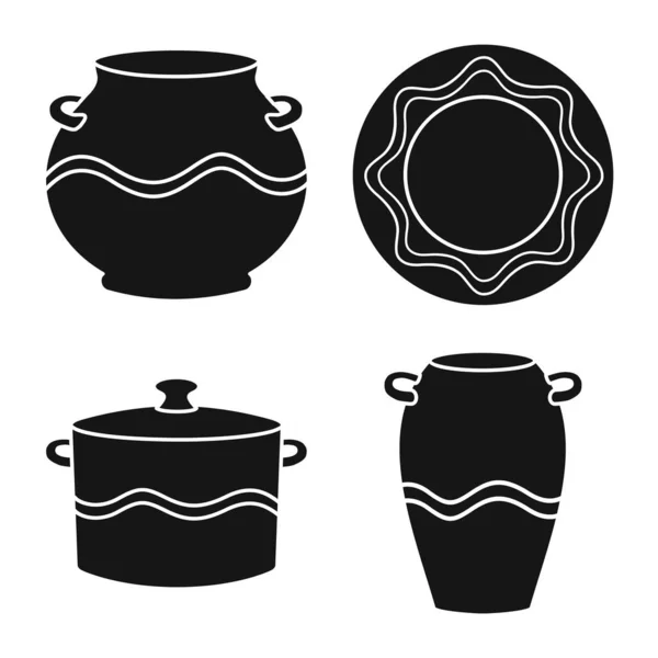 Vector illustratie van klei en keuken symbool. Set van klei en servies voorraad vector illustratie. — Stockvector