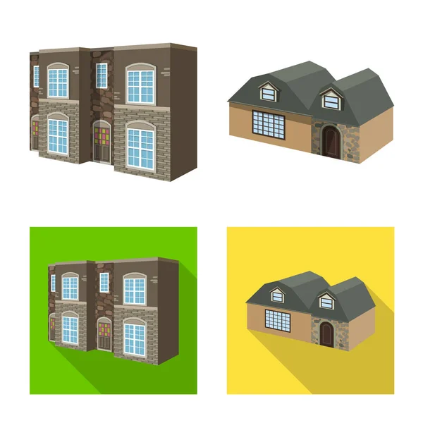 Vector design of facade and housing icon. Collection of facade and infrastructure stock vector illustration. — Stock Vector