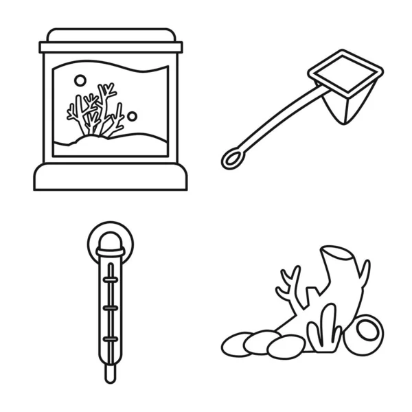Vector illustration of fishbowl and accessory icon. Collection of fishbowl and care stock vector illustration. Stock Vector