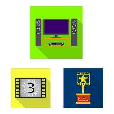Televizyon ve işareti filme vektör çizimi. Televizyon ve hisse senedi vektör çizim ile ilgilenen.