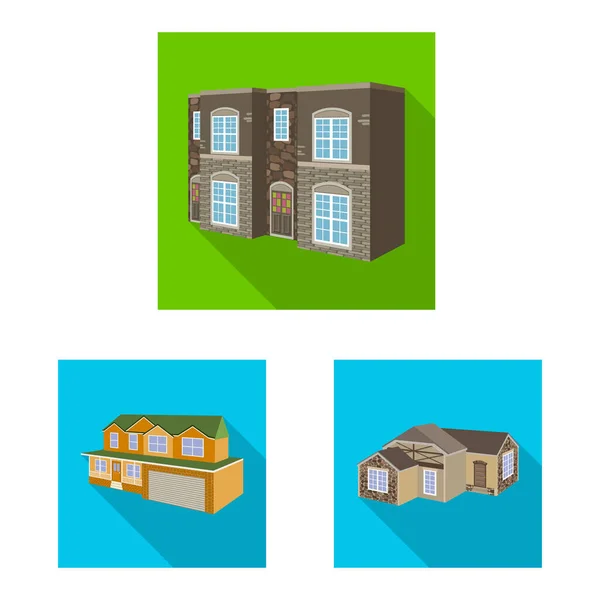 Objeto aislado de fachada e icono de la vivienda. Conjunto de icono vectorial de fachada e infraestructura para stock . — Vector de stock