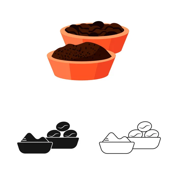 Diseño vectorial de tazón y signo de café. Conjunto de taza y semilla vector de la ilustración . — Archivo Imágenes Vectoriales