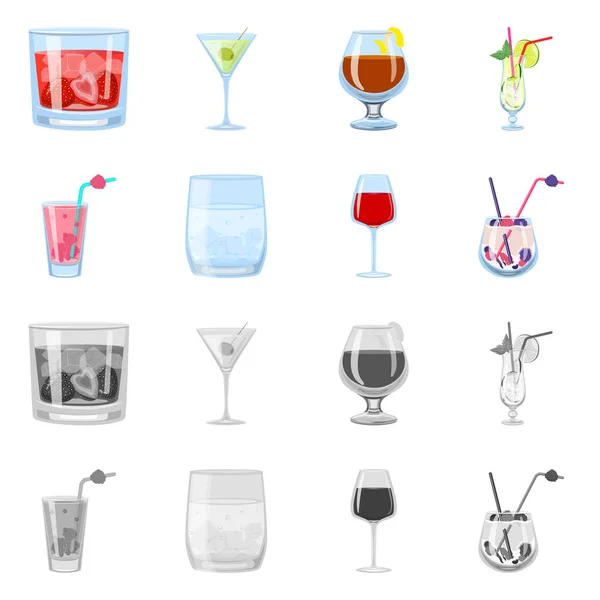 Objeto isolado de sinal de bebida e restaurante. Coleta de licor e ingrediente estoque ilustração vetorial . — Vetor de Stock