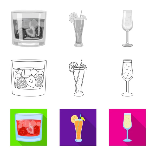 Ilustração vetorial do sinal de bebidas e restaurantes. Coleta de licor e ingrediente estoque símbolo para web . — Vetor de Stock