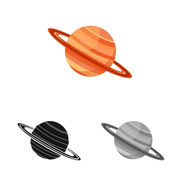 토성 과 고리 모양의 고립된 물체입니다. 토성의 웹 요소와 별들의 주성분 벡터 일러스트. — 스톡 벡터