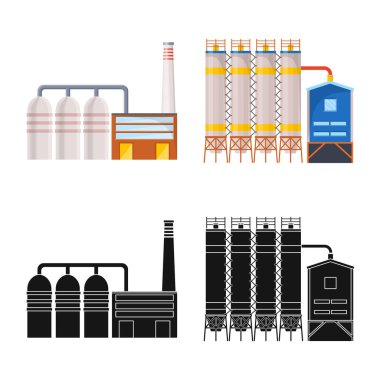 Üretim ve yapı sembolünün vektör tasarımı. Stok için üretim ve teknoloji vektör simgesi seti.