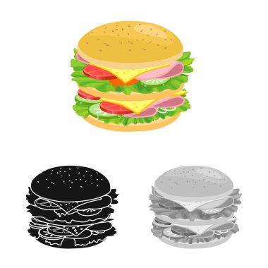 Hamburger ve çöreğin vektör çizimi. Ağ için çörek ve hindi sembolü grafiği.