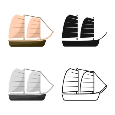 Gemi ve Vietnam işaretinin vektör çizimi. Gemi ve tekne stok vektör çizimi.