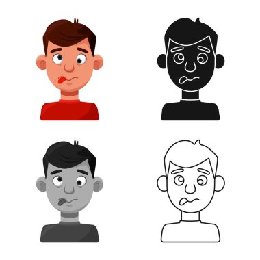 Adamın vektör tasarımı ve kahkaha işareti. Erkek koleksiyonu ve stok için komik vektör simgesi.