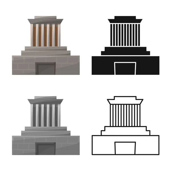 Isolert objekt for symbol for bygning og mausoleum. Byggesett og vietnamesisk bestandsvektorillustrasjon . – stockvektor