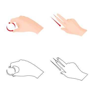 Dokunmatik ve el simge vektör Illustration. Dokunmatik ekran ayarla ve stok vektör çizim değmek.