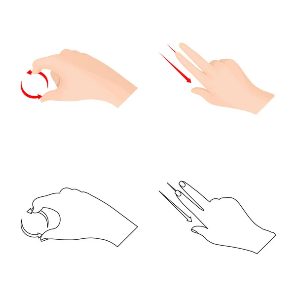 Ilustração vetorial de tela sensível ao toque e símbolo de mão. Conjunto de tela sensível ao toque e ilustração vetorial de estoque de toque . — Vetor de Stock