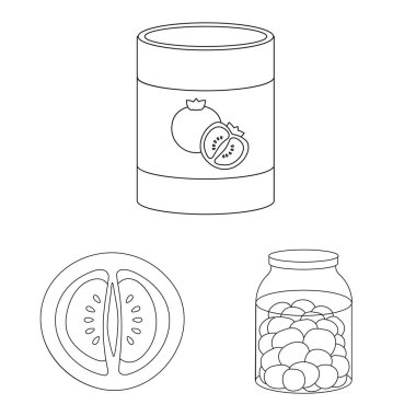 Domates ve diyet işaretinin izole edilmiş bir nesnesi. Tomat ve tarım stok vektörü illüstrasyonunun toplanması.