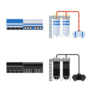 Üretim ve yapısı sembolü yalıtılmış nesne. Üretim ve teknoloji hisse senedi vektör çizim koleksiyonu.