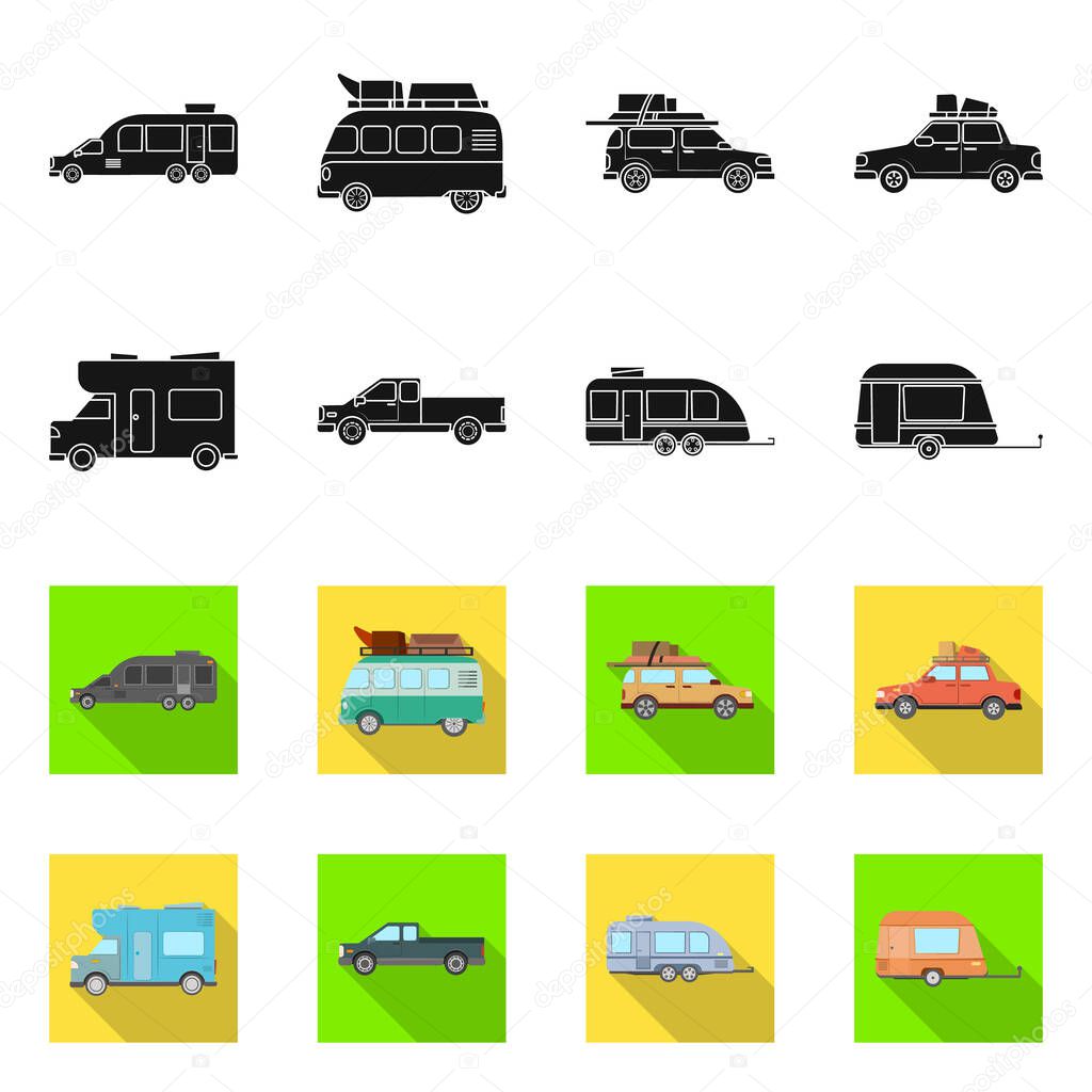 Vector design of auto and journey icon. Set of auto and trailering stock vector illustration.