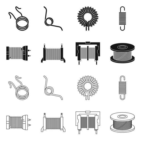 Vektorillustration des Kompressions- und Torsionssymbols. Sammlung von Kompressions- und Technologievektorsymbolen für Aktien. — Stockvektor