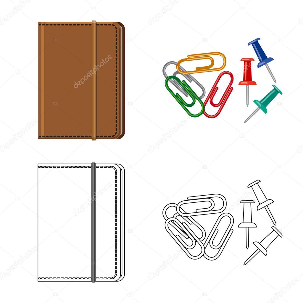 Vector illustration of office and supply icon. Collection of office and school vector icon for stock.