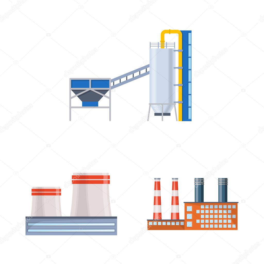 Vector illustration of industry and building icon. Set of industry and construction vector icon for stock.