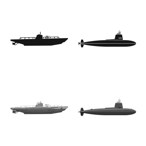Illustration vectorielle de la guerre et icône du navire. Ensemble de symbole de stock de guerre et de flotte pour le web . — Image vectorielle