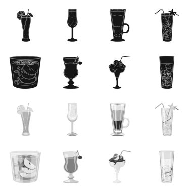 Likör ve restoran sembolü vektör tasarımı. Stok için likör ve bileşen vektör simgesi seti.