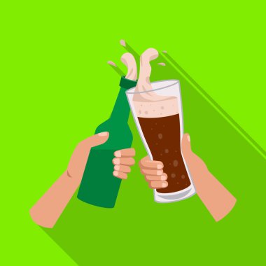 Bira ve cam logonun vektör çizimi. Biranın grafiği ve web için el yazısı sembolü.