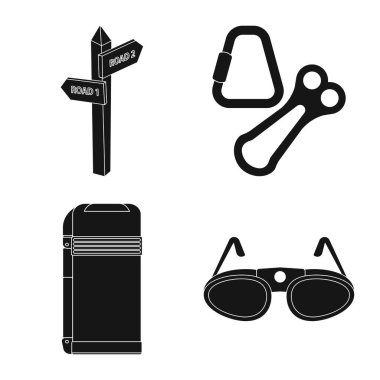 Dağcılık ve tepe simge vektör tasarımı. Kamp ve dağcılık Topluluğu web için hisse senedi simgesi.