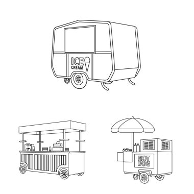 Piyasa ve küçük işaret izole nesne. Pazar ve gıda stok vektör çizim koleksiyonu.